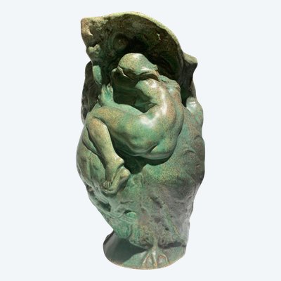 P-A. Dalpayrat & J. Coulon, "La Nuit", Rare Céramique Art Nouveau