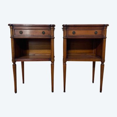 Pair of bedside tables in cherry louis XVI style