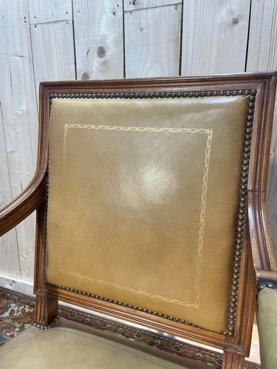 Bürostuhl im Louis XVI -Stil in Beige Leder
