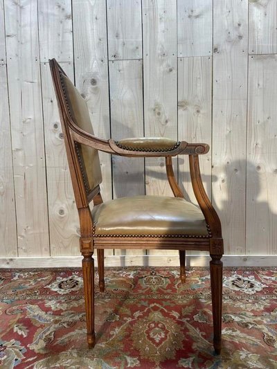 Bürostuhl im Louis XVI -Stil in Beige Leder