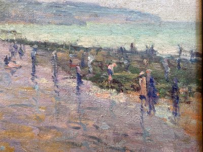 Paysage d’Étretat postimpressionniste XIXème signé Cauchois (1850-1911) , Normandie, côte d’albâtre 