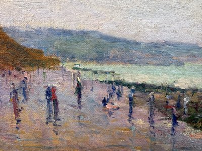 Paysage d’Étretat postimpressionniste XIXème signé Cauchois (1850-1911) , Normandie, côte d’albâtre 