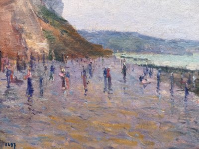Paysage d’Étretat postimpressionniste XIXème signé Cauchois (1850-1911) , Normandie, côte d’albâtre 