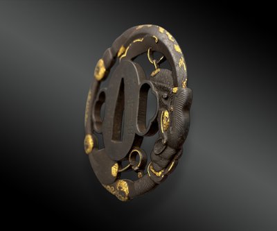 Paire de TSUBA pour daisho, au motif de l’épée Seiryu Engetsu. Signés JAPON - Période EDO 