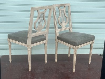Pair of lyre chairs