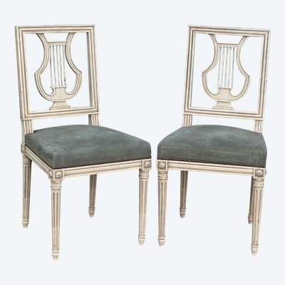 Pair of lyre chairs