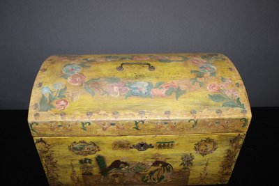 Coffret De Mariage En Bois Peint Vers 1900