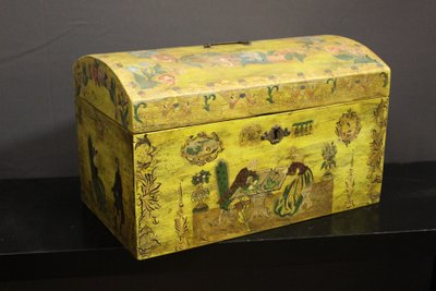 Coffret De Mariage En Bois Peint Vers 1900