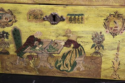 Coffret De Mariage En Bois Peint Vers 1900