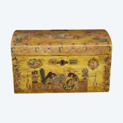 Coffret De Mariage En Bois Peint Vers 1900