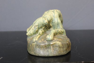 Chien Couché En Céramique , Pierrefonds About 1940