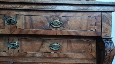 Credenza d'epoca Biedermeier in legno pregiato intarsiato ed ebano