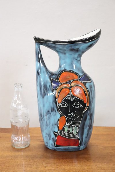 Ceramic Vase with Girl Face Decoration, 1960s