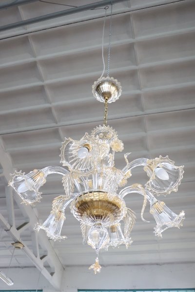 Late 20th Century Transparent Murano Glass Chandelier by La Murrina