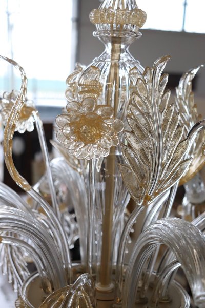 Late 20th Century Transparent Murano Glass Chandelier by La Murrina