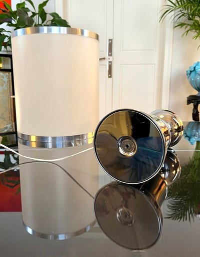 Lampe De Salon En Métal Chromé - Space Age - Luminaire Vintage