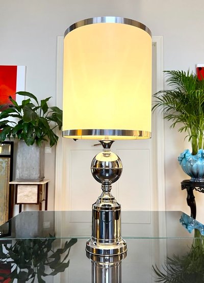Lampe De Salon En Métal Chromé - Space Age - Luminaire Vintage