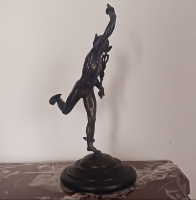 Souvenir du Grand Tour - Jean de Bologne, dopo - Mercurio con caduceo in bronzo