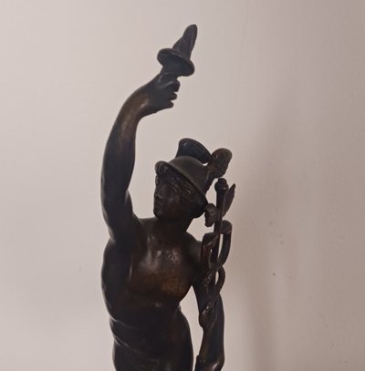Souvenir du Grand Tour - Jean de Bologne, dopo - Mercurio con caduceo in bronzo