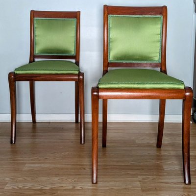 Jacob Desmalter - pair of English-style chairs - mahogany and silk Lelièvre