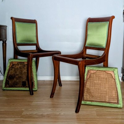 Jacob Desmalter - pair of English-style chairs - mahogany and silk Lelièvre