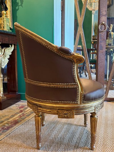 Sulpice BRIZARD, exceptional Louis XVI period stamped swivel armchair