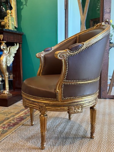 Sulpice BRIZARD, exceptional Louis XVI period stamped swivel armchair