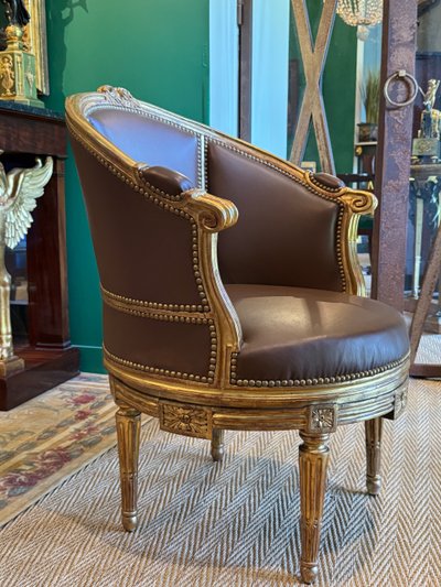 Sulpice BRIZARD, exceptional Louis XVI period stamped swivel armchair