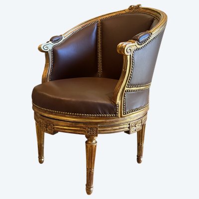 Sulpice BRIZARD, exceptional Louis XVI period stamped swivel armchair