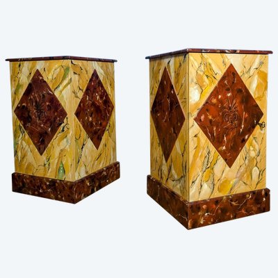 Paire de meubles d'appui - faux marbre de style Directoire