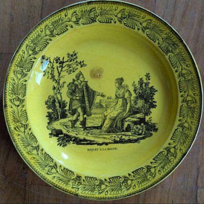 Montereau circa 1825-1833 - 6 fine earthenware dessert plates - historicist decor