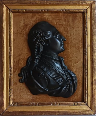 Duvivier, dans le goût - grand profil en bronze de Louis XVI jeune - cadre en bois doré