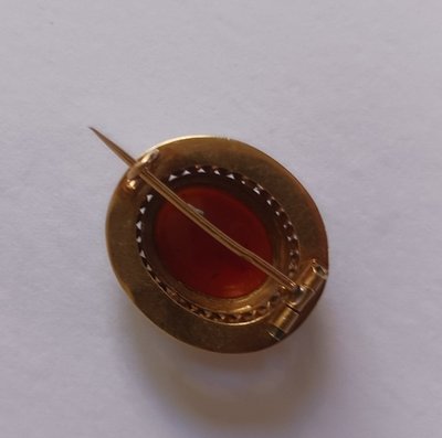 Ancient Rome, circa 1st century - carnelian intaglio - 19th c. gold brooch setting