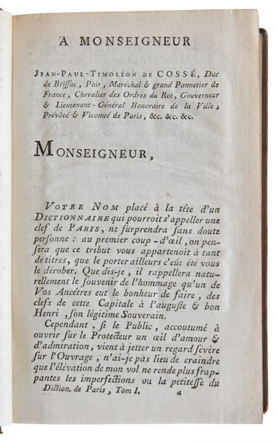 Livre "Dictionnaire historique de la ville de Paris", HURTAUT et MAGNY, édité par Moutard, 1779