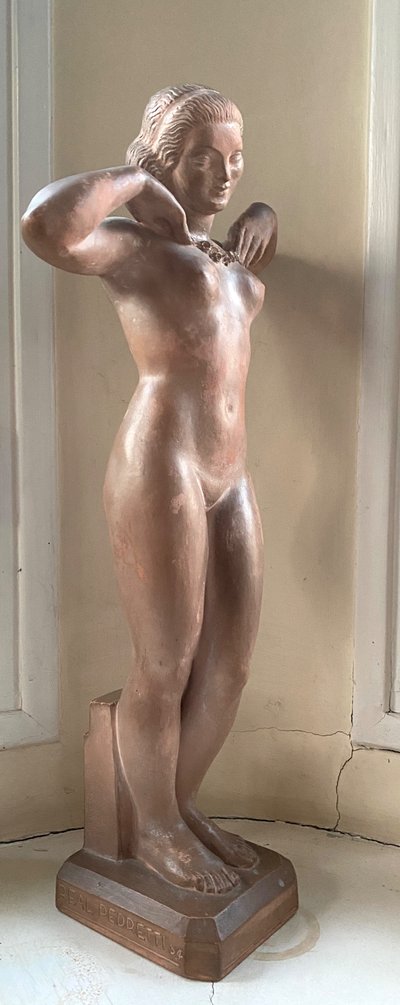 Sculpture en terre cuite Art Déco. Nu féminin. Réal Pedretti. 1934.