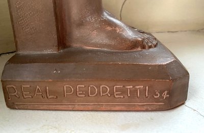 Sculpture en terre cuite Art Déco. Nu féminin. Réal Pedretti. 1934.