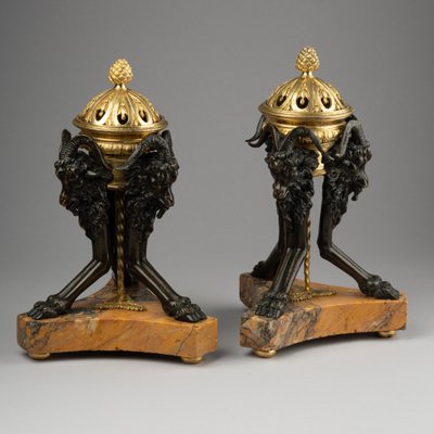 Pair of Empire Period Tripod Candlesticks, 19th Century