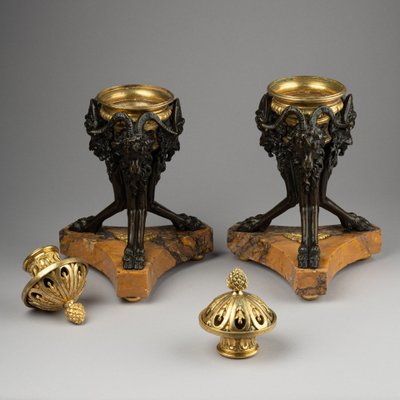 Pair of Empire Period Tripod Candlesticks, 19th Century