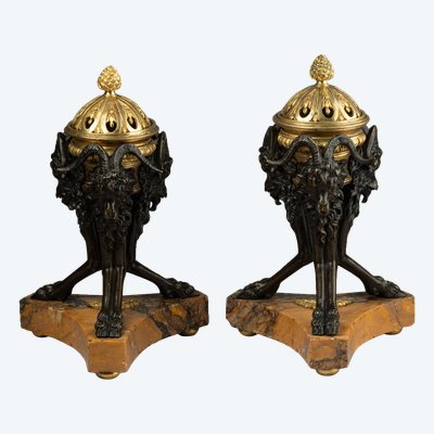 Pair of Empire Period Tripod Candlesticks, 19th Century