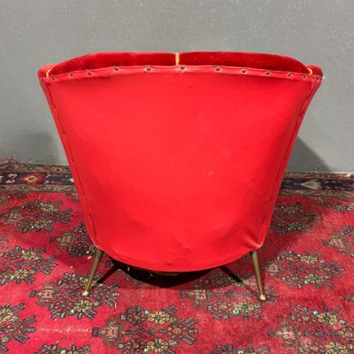 Fauteuil design années 50 en velours
