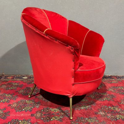 Fauteuil design années 50 en velours