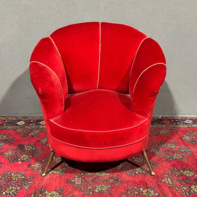 Fauteuil design années 50 en velours