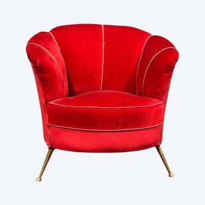Fauteuil design années 50 en velours