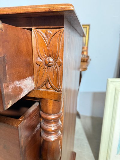 Commode ancienne George III, acajou anglais, fin du 19ème siècle, 101x105x55 cm