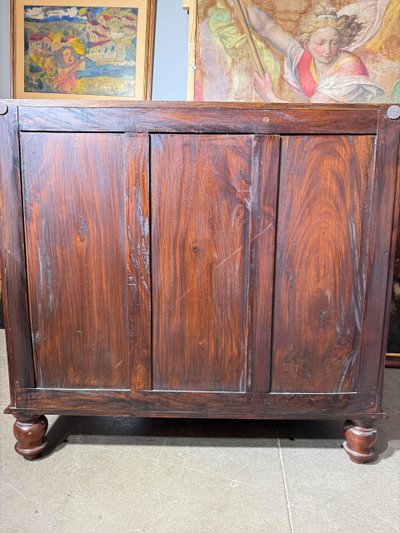 Commode ancienne George III, acajou anglais, fin du 19ème siècle, 101x105x55 cm