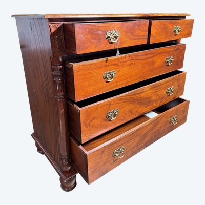 Commode ancienne George III, acajou anglais, fin du 19ème siècle, 101x105x55 cm