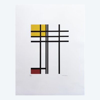 1970s Gorgeous After Piet Mondrian "Opposition of Lines" Limited Edition Lithograph