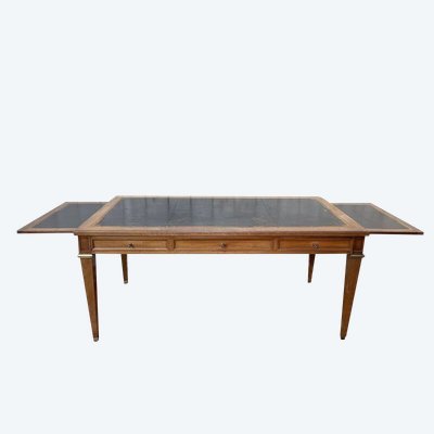 Bureau plat de style Louis XVI cuir noir 