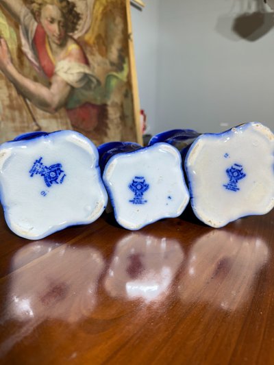 Three English pitchers PANSY PATTERN BY BROWN & STEVENTON ENGLAND-CIRCULAR, late 1800s, porcelain!