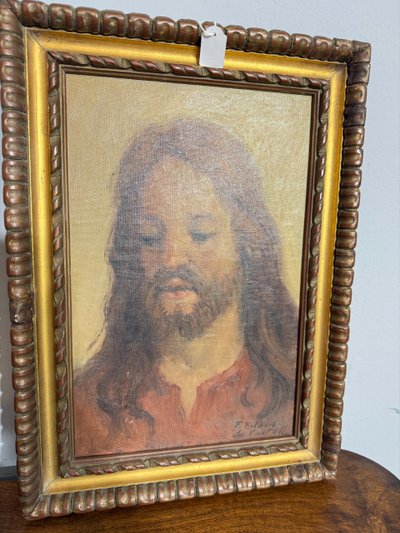 Peinture à l'huile ancienne représentant Jésus, 1950/60 par Francesco Filosa Castellammare di Stabia, 37x27